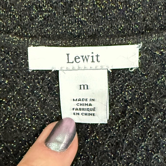 Lewit Metallic Mohair Blend V-Neck Sweater Black Size M - Picture 5 of 10